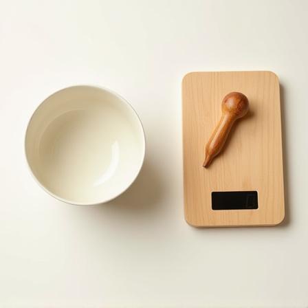 A wooden tea thermometer next to a steaming ceramic cup