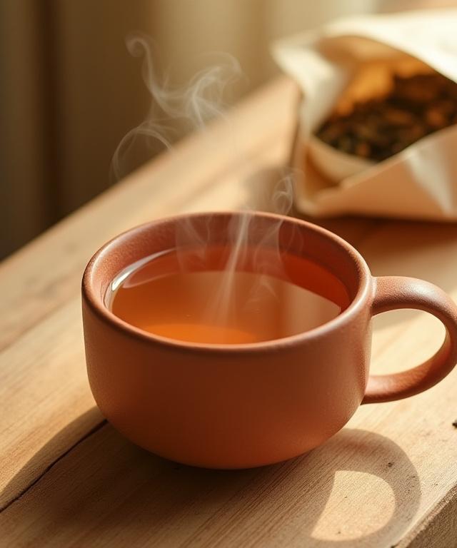 A premium at-home tea ceramic set on a minimalist wooden table