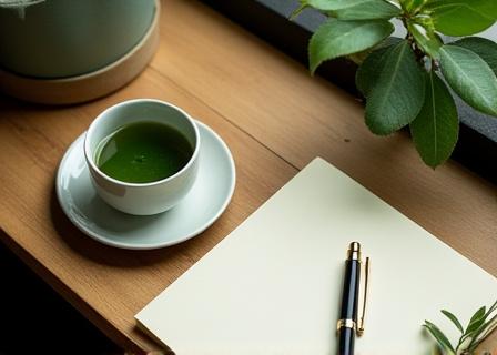Sophisticated workspace with a cup of tea